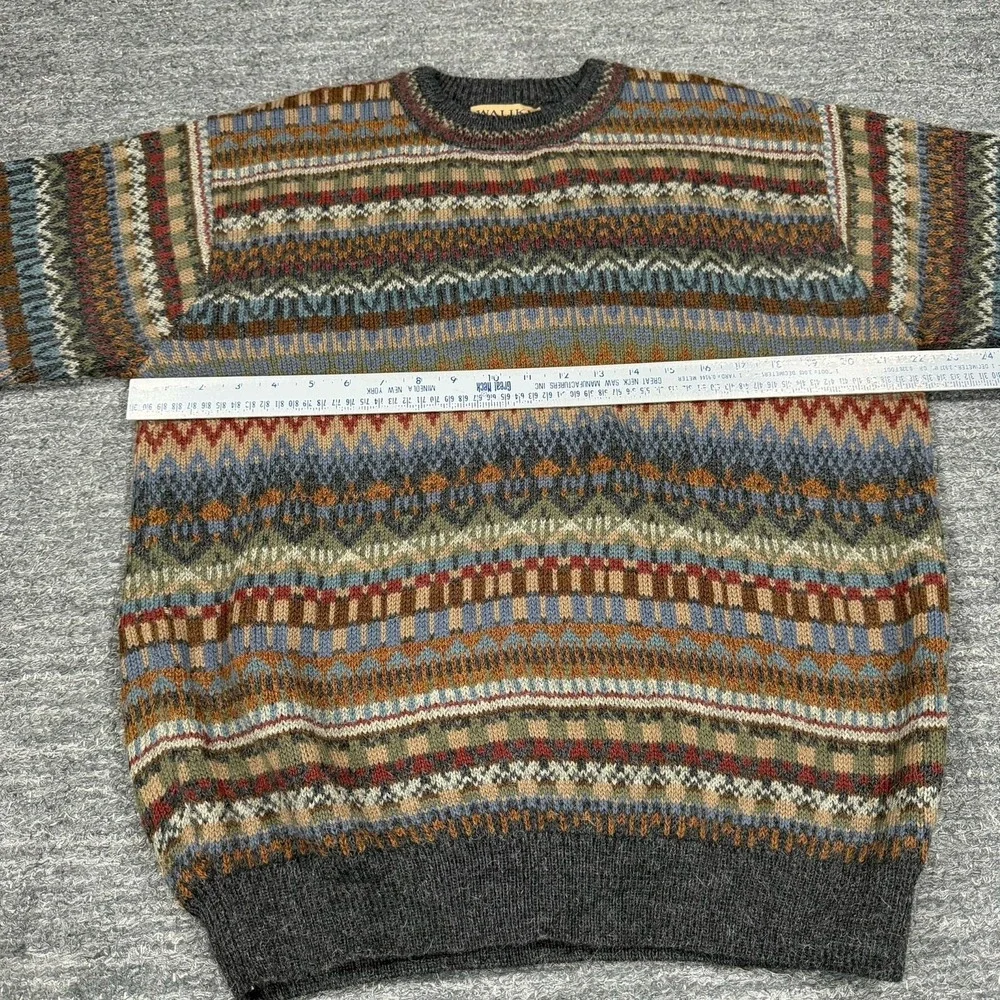 Waliki Sweater Men Medium Geometric Alpaca Knit Colorful Crewneck Boho Stripe